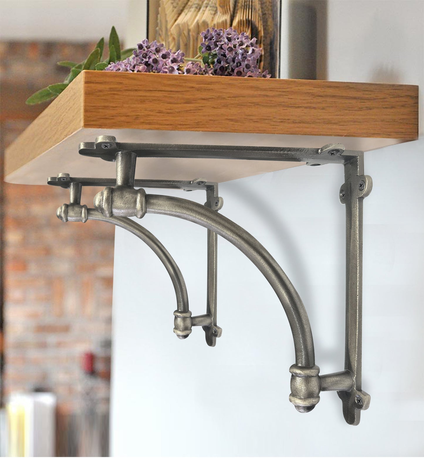 Slim Halfround Bracket, 9.6 inch, Antique Metal