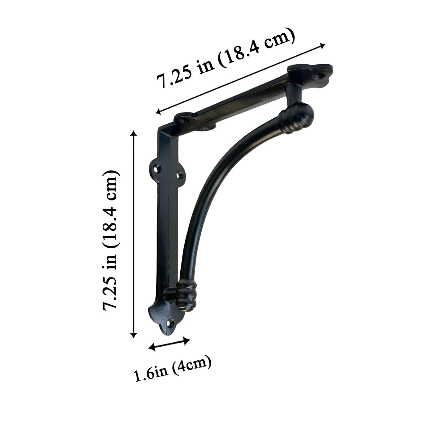 Slim Halfround Bracket, 7 inch, Black