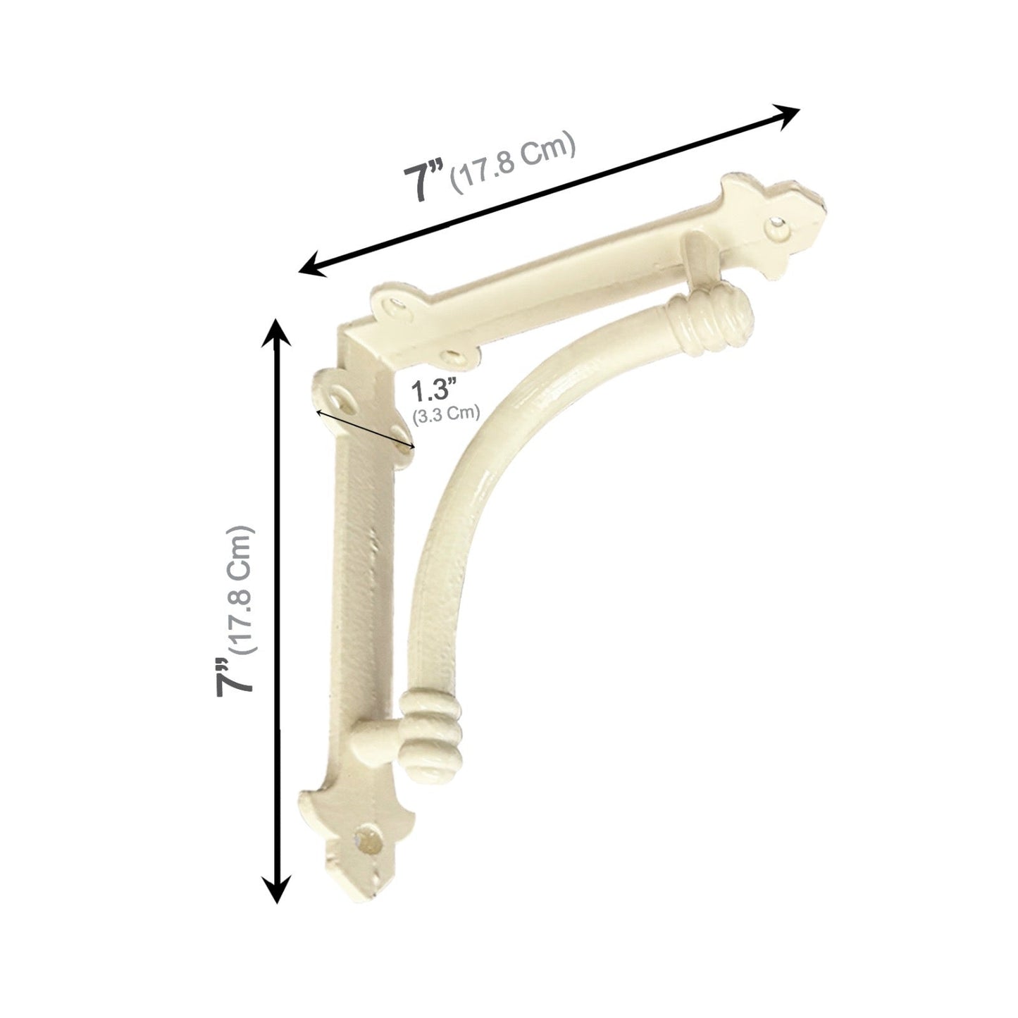 Slim Halfround Bracket, 7 inch, Antique White