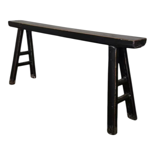 Antique Skinny Wooden Bench, Antique Black, Size 45-55 in