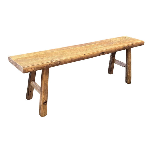 Wooden Bench 48 in, Natural Recycled Elmwood