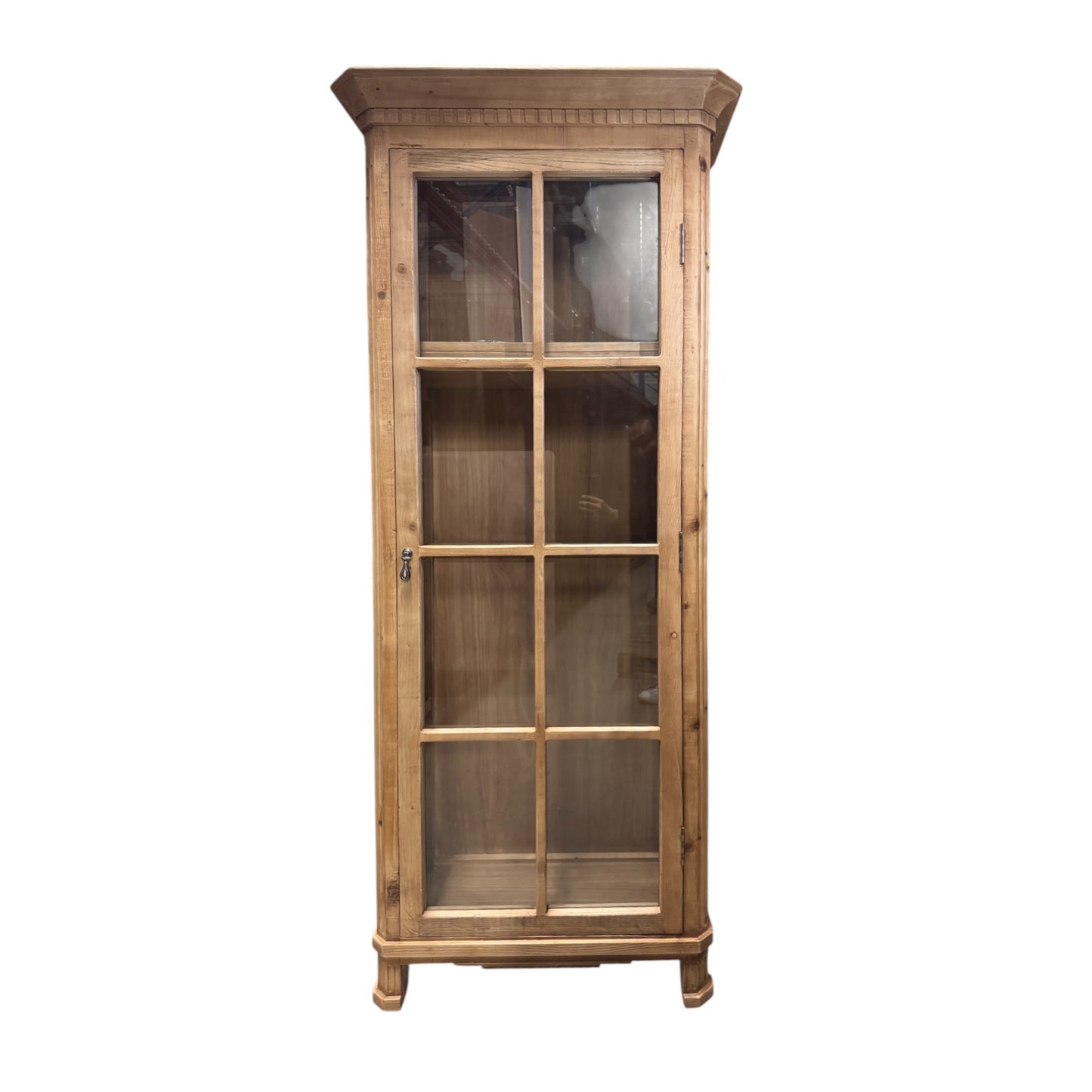 Recycled Old Pine Glass Cabinet, Natural
