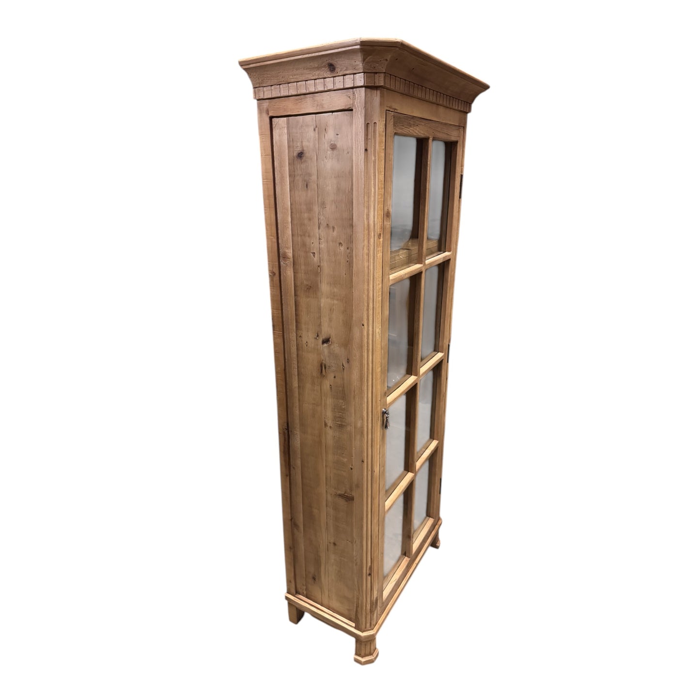 Recycled Old Pine Glass Cabinet, Natural