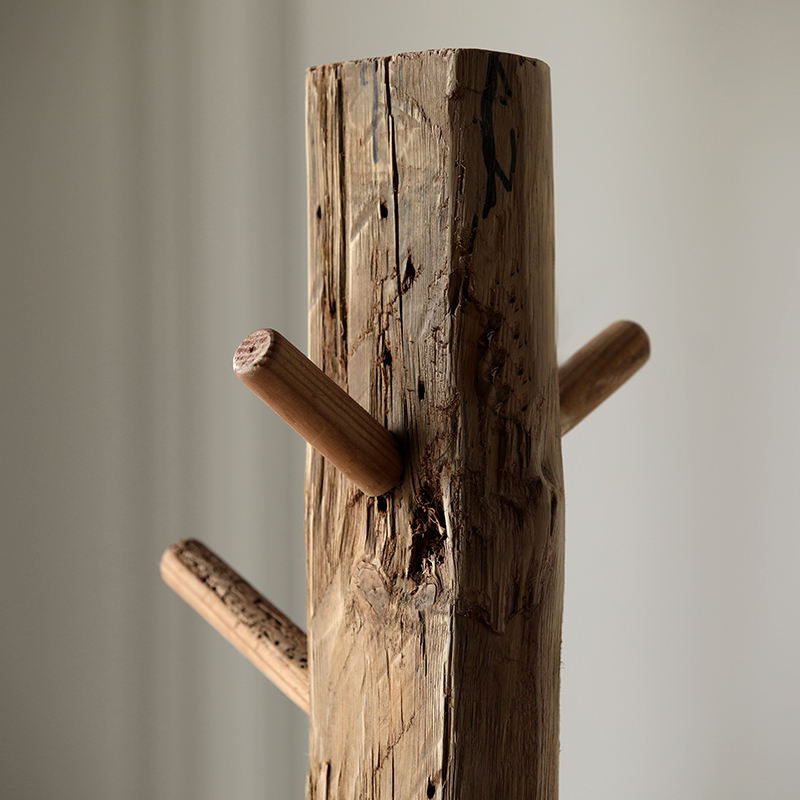 Reclaimed Pine Wooden Standing Coat Rack