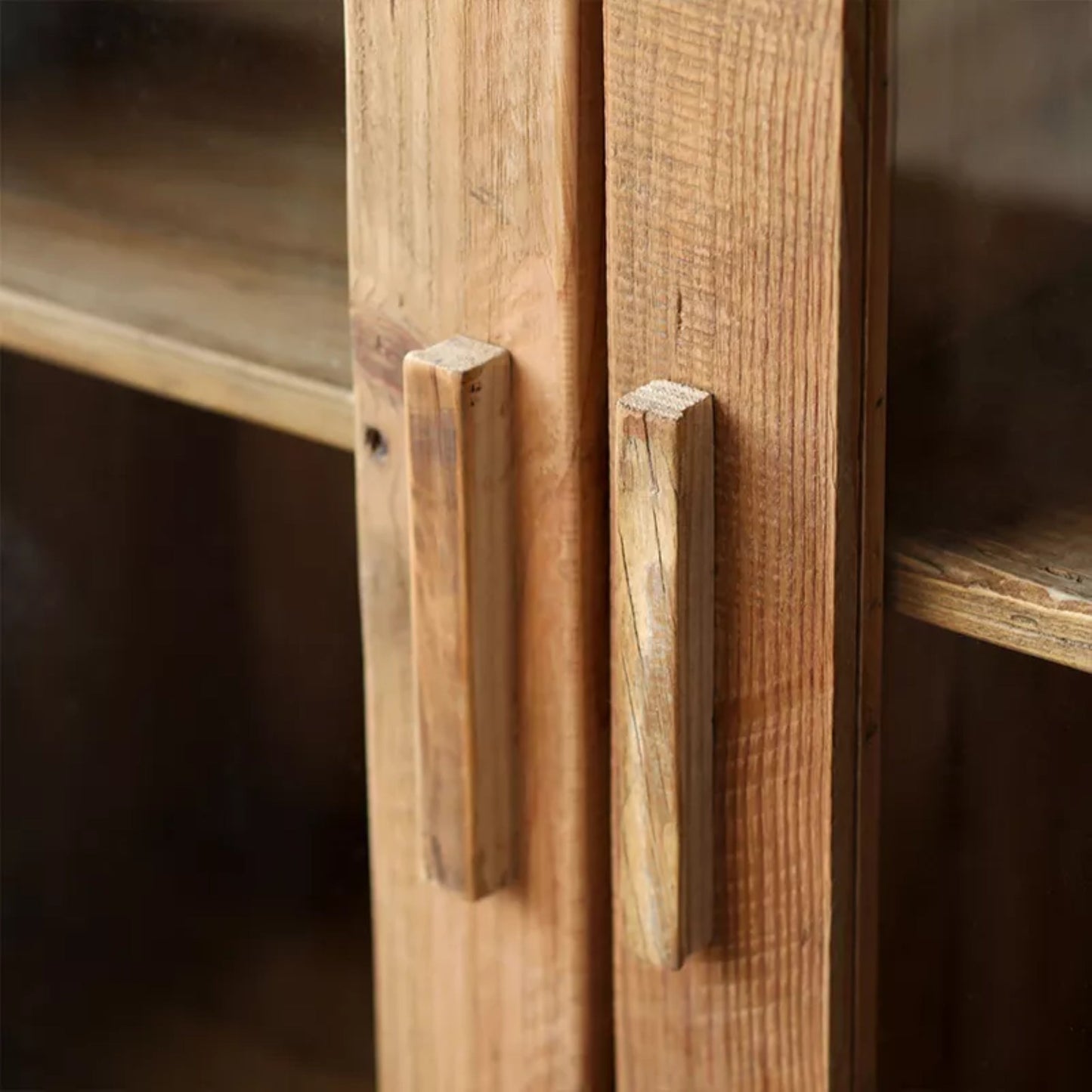 Reclaimed Wooden Storage Cabinet With Glass Doors