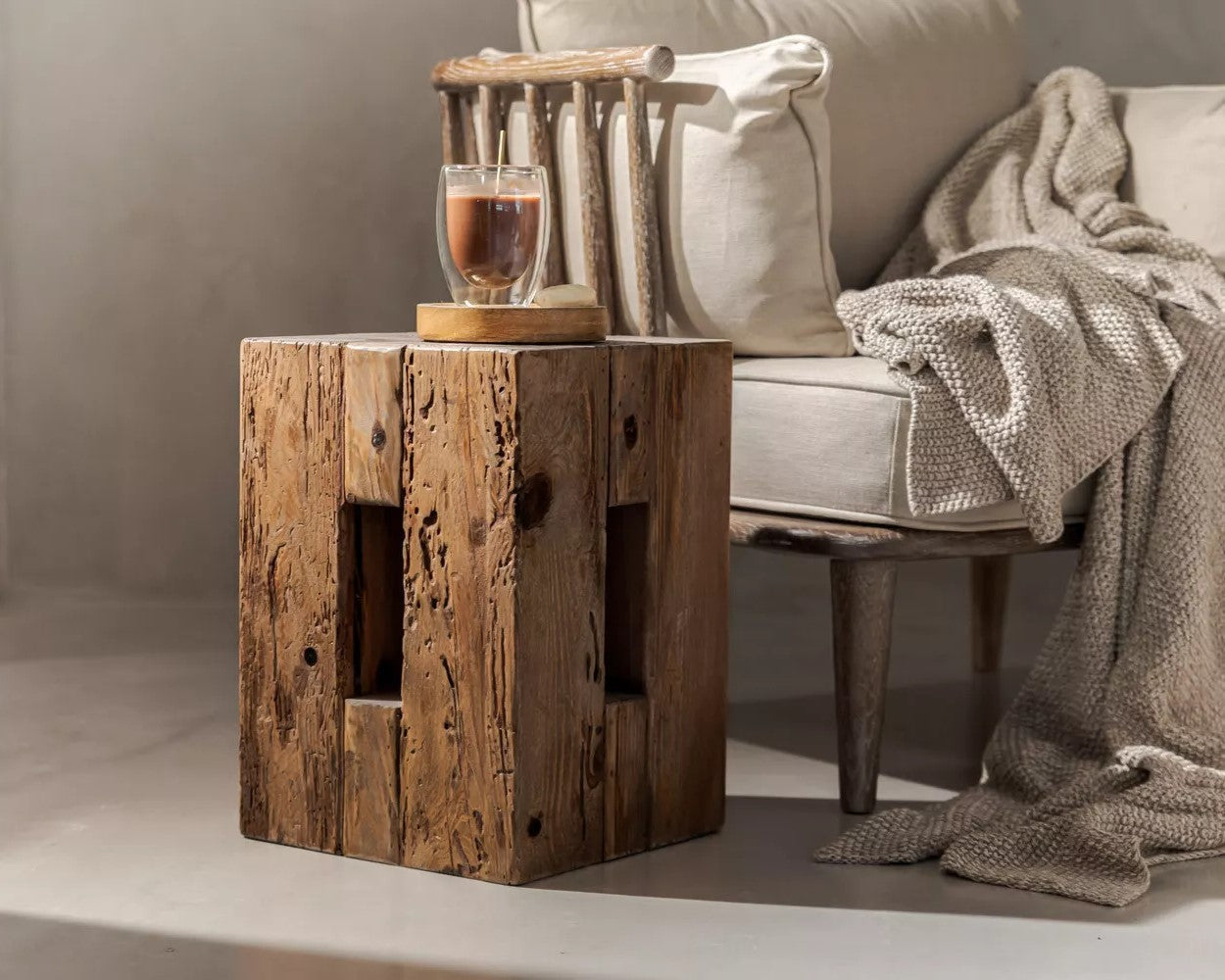 Recycled Wooden Ottoman Stool