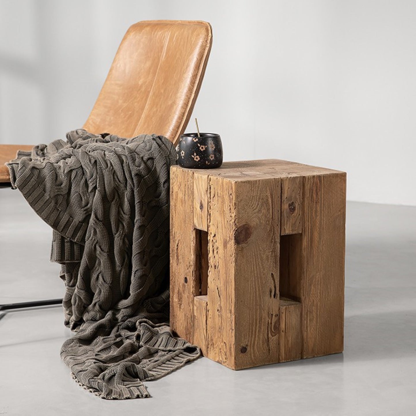 Recycled Wooden Ottoman Stool