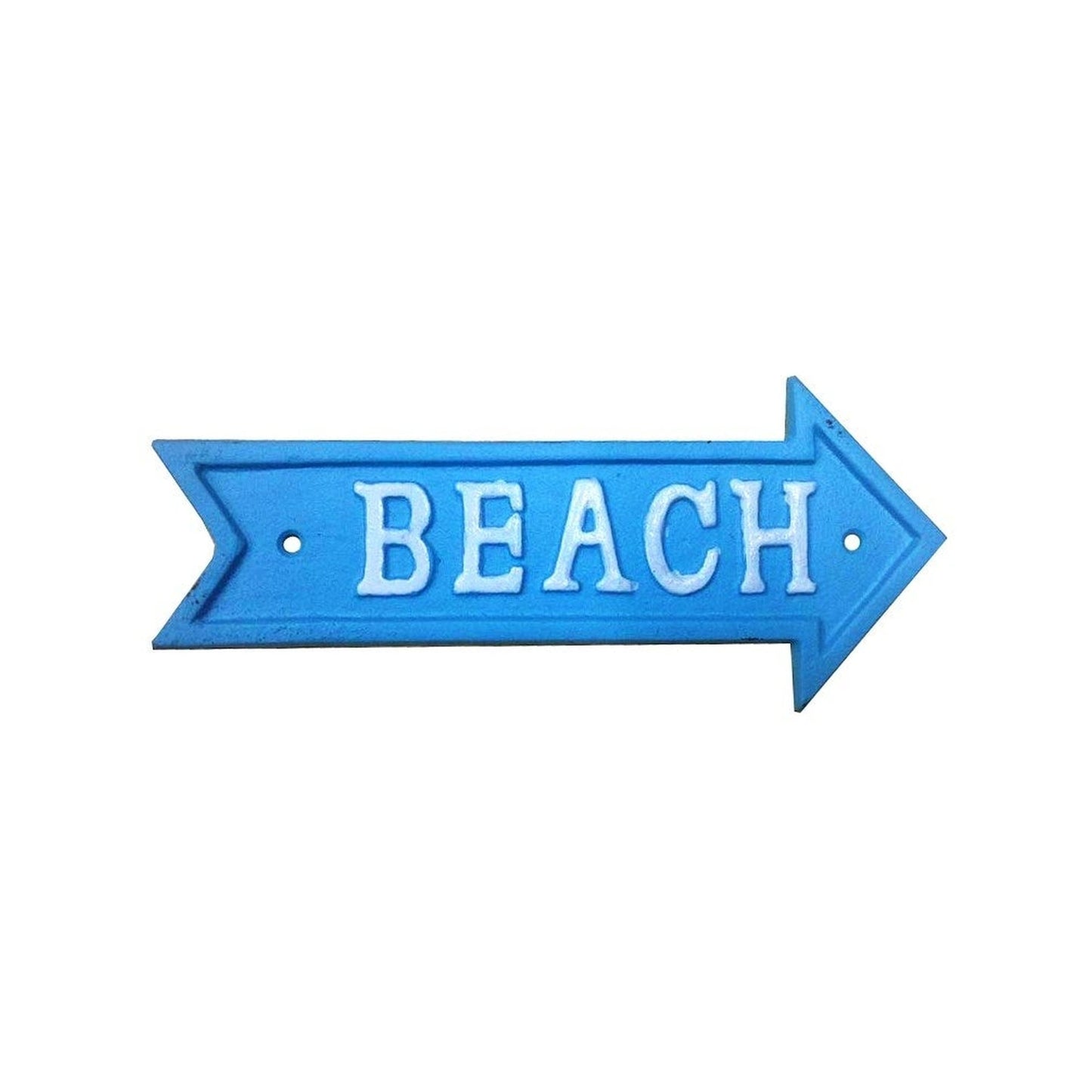 Beach Arrow Sign White on Blue