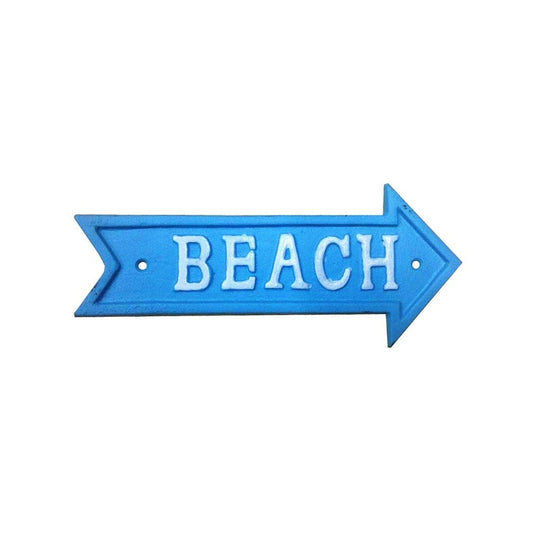 Beach Arrow Sign White on Blue