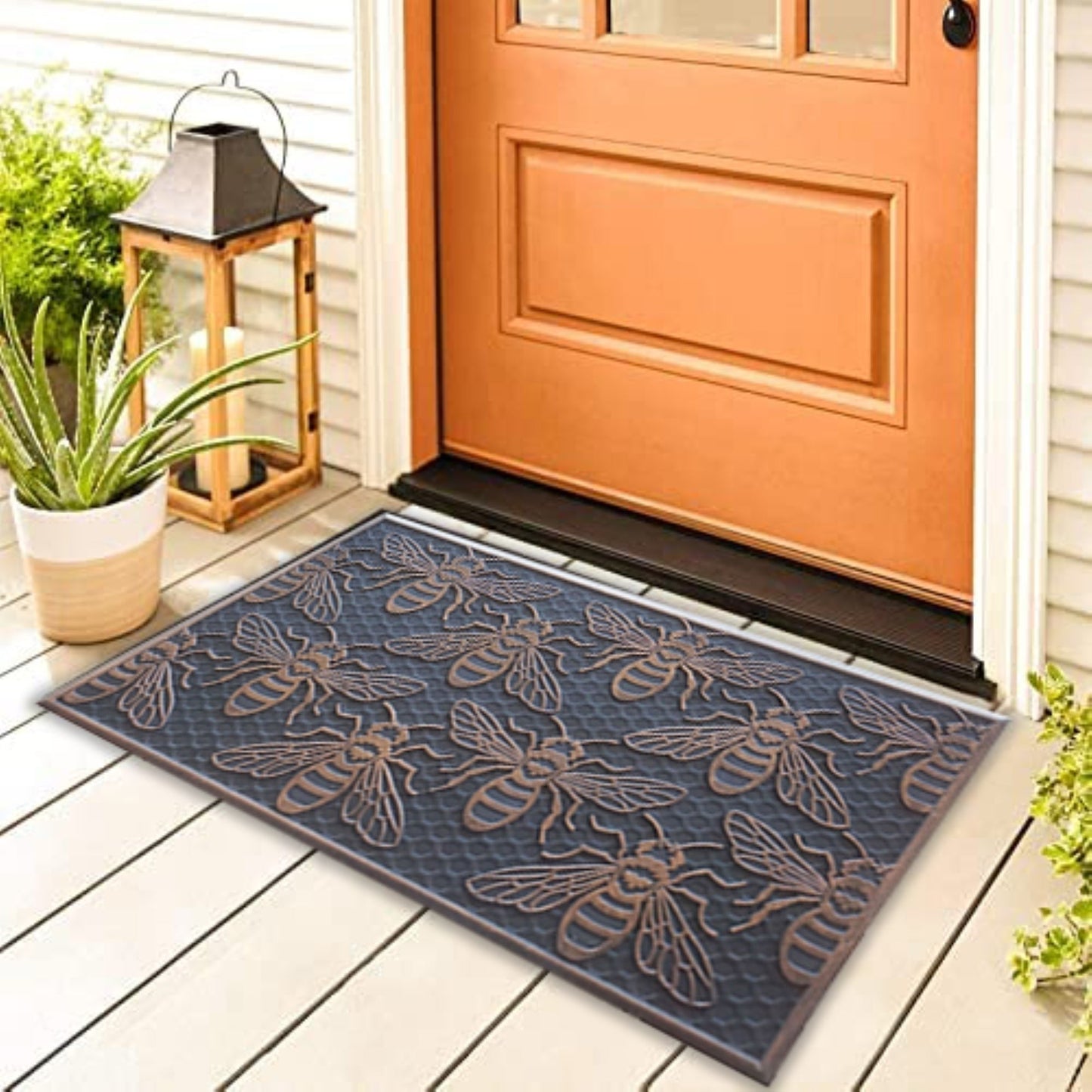 Bee Rubber Doormat, Copper Finish
