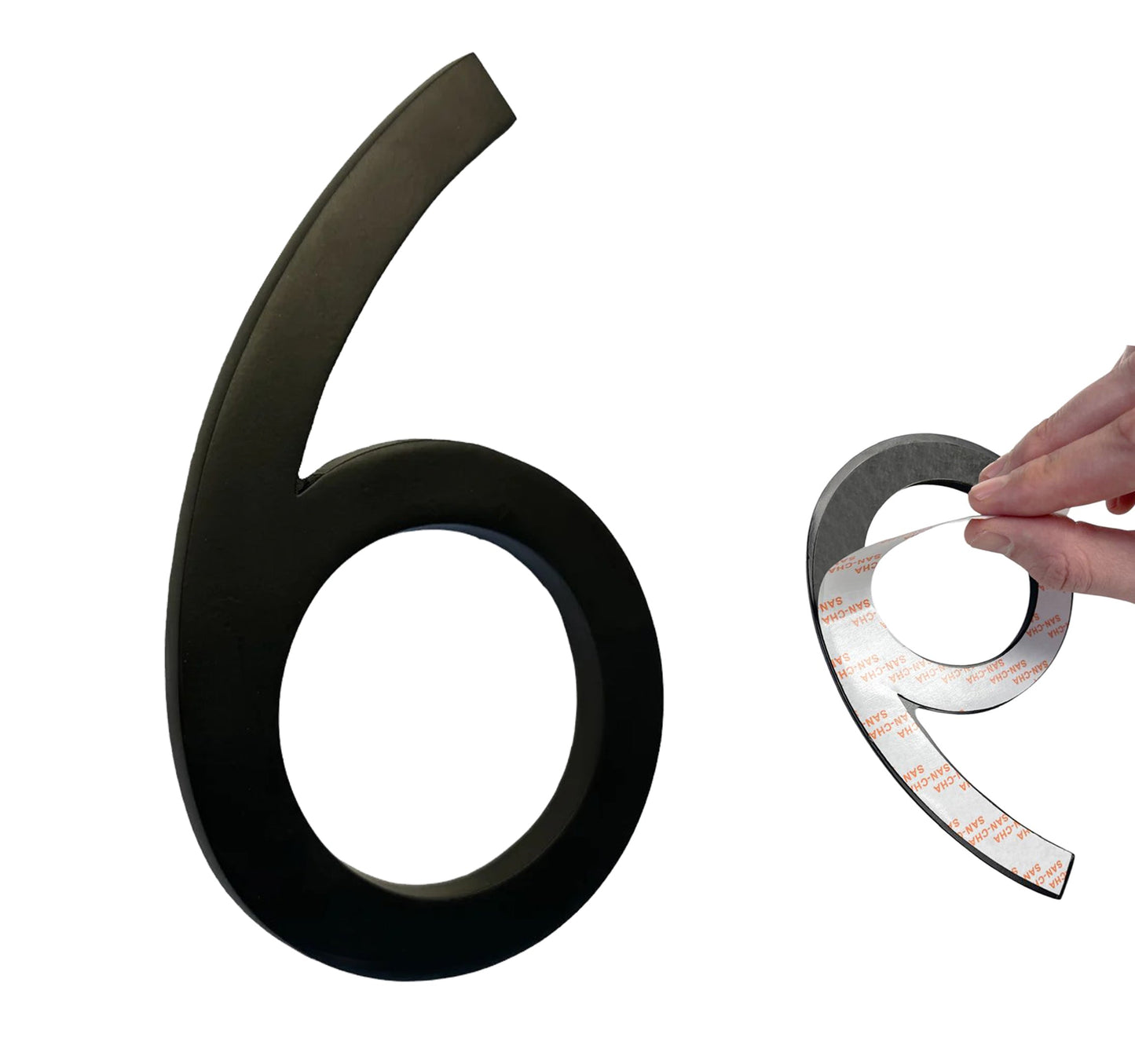 Self Adhesive Aluminum Number 6, 8 inch, Black