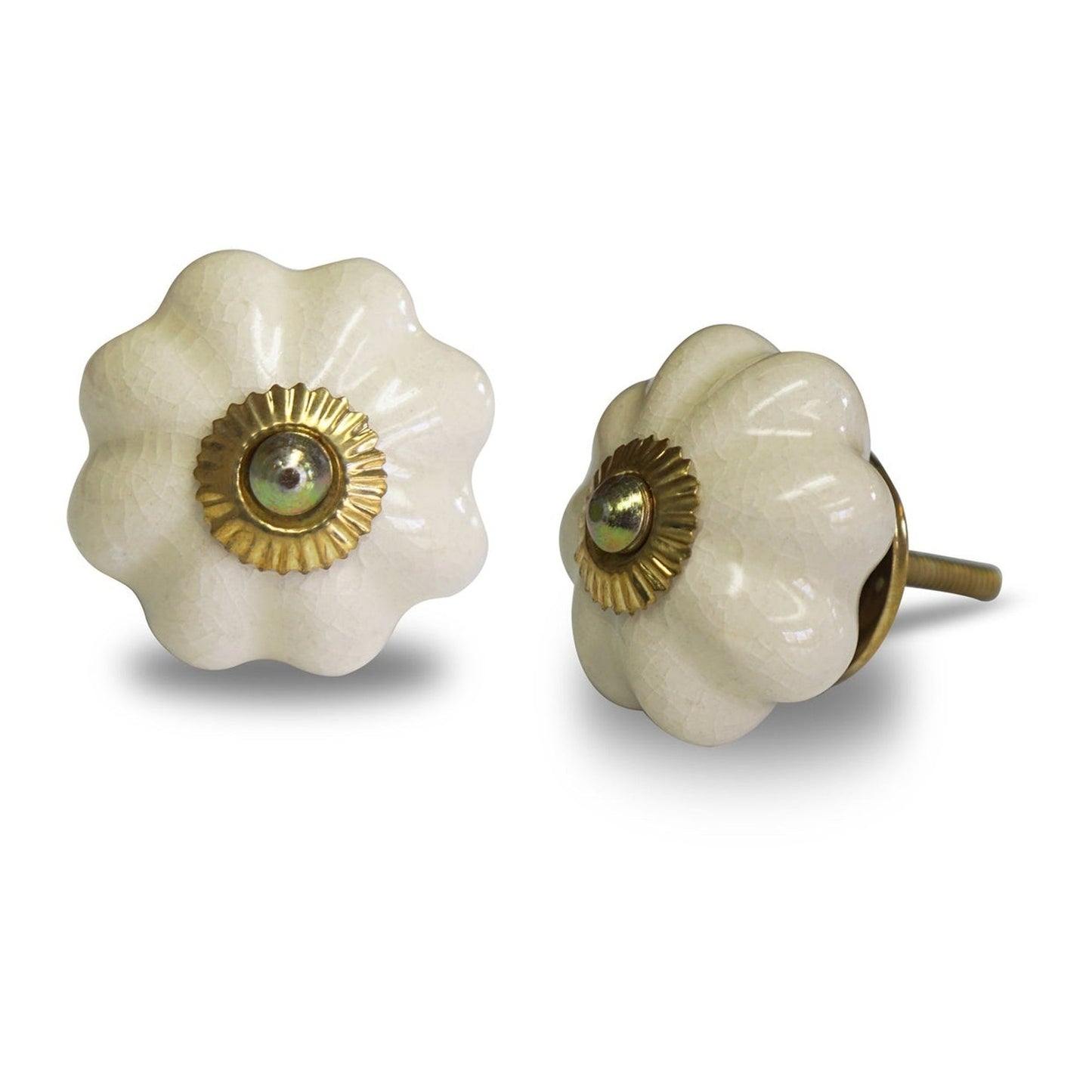 CN002 Pumpkin Knob, ceramic, Cream Floral