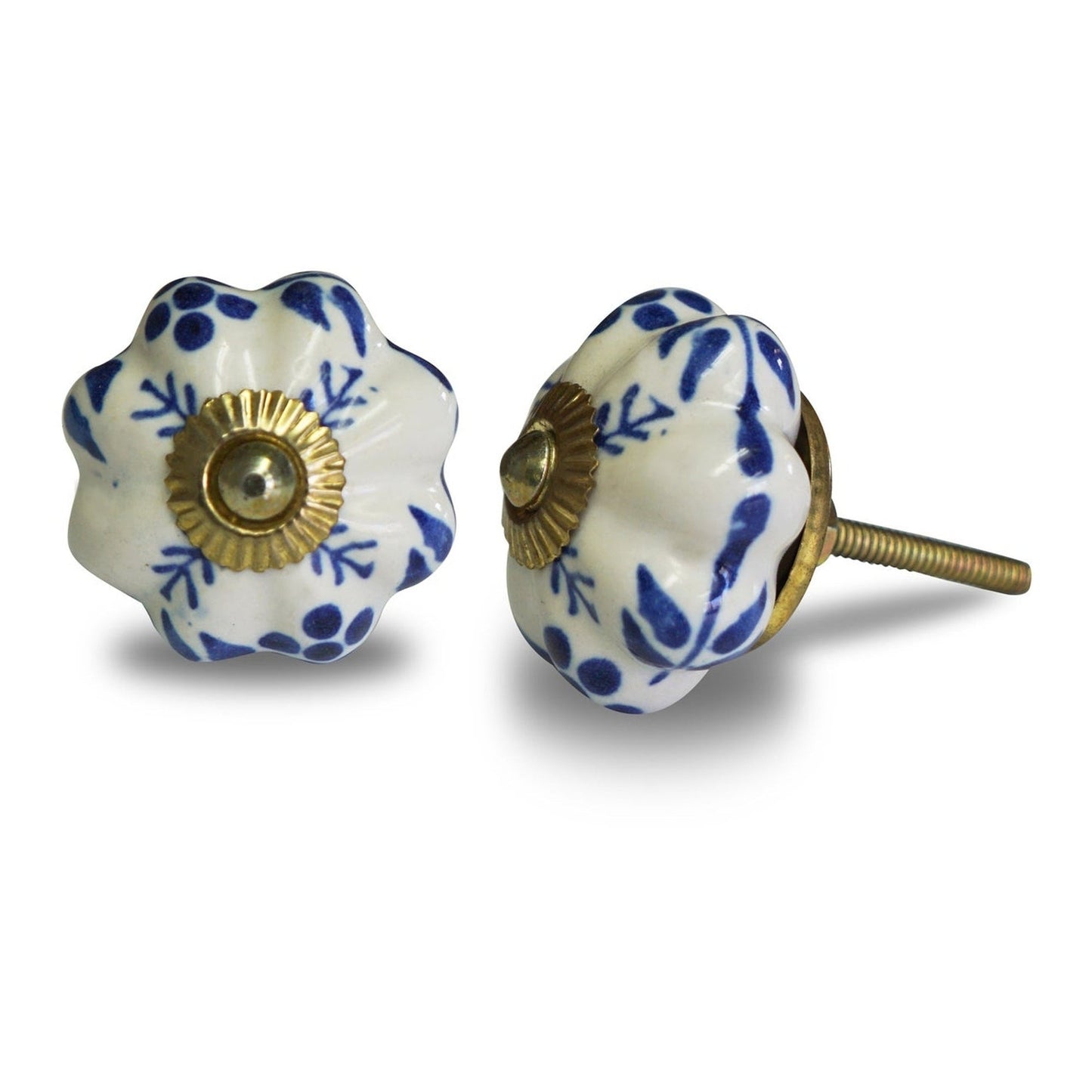 Pumpkin Knob, ceramic, Leaves Pattern