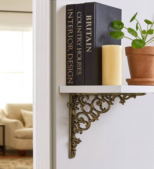 Scroll Bracket, Small, Small, Brass