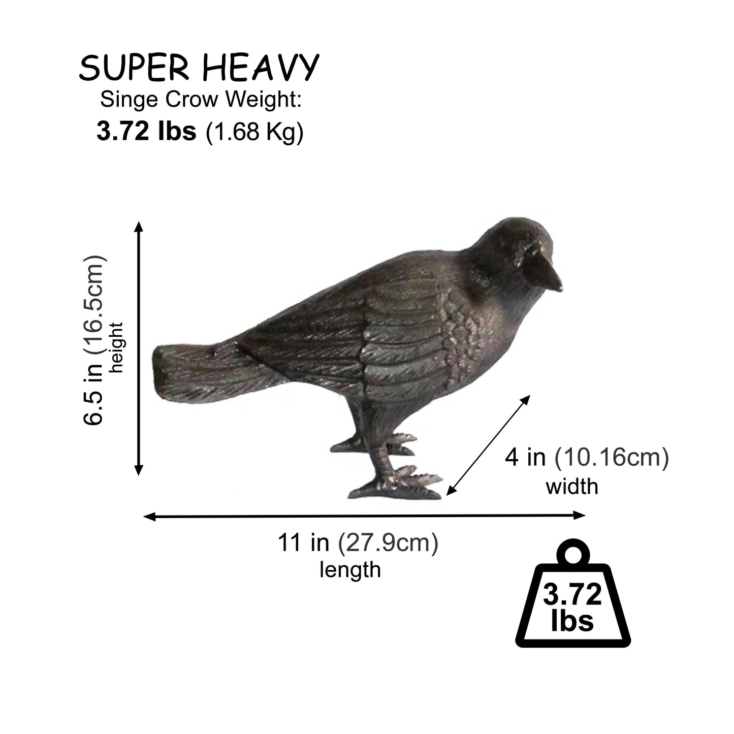Cast Iron Crow, Head To Side, Black