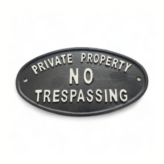 ~Private Property No Trespassing~ Plaque, Black