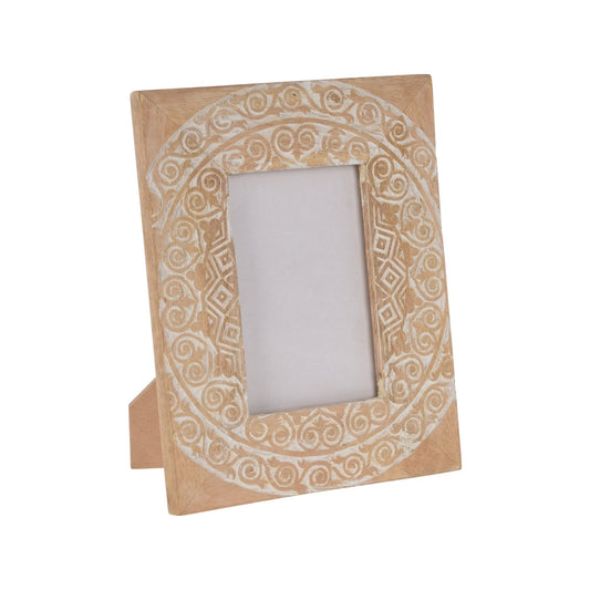 Photo Frame, With White Carving Finish, Mango Wood (KI-2131)