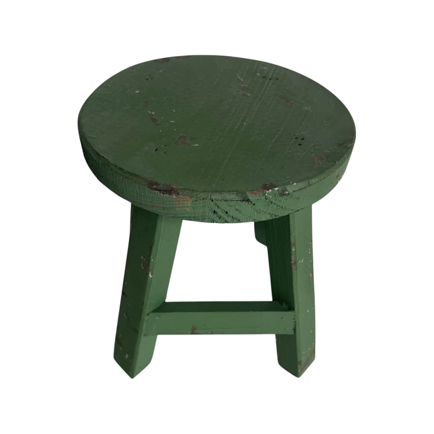Round Wooden Stool, Green