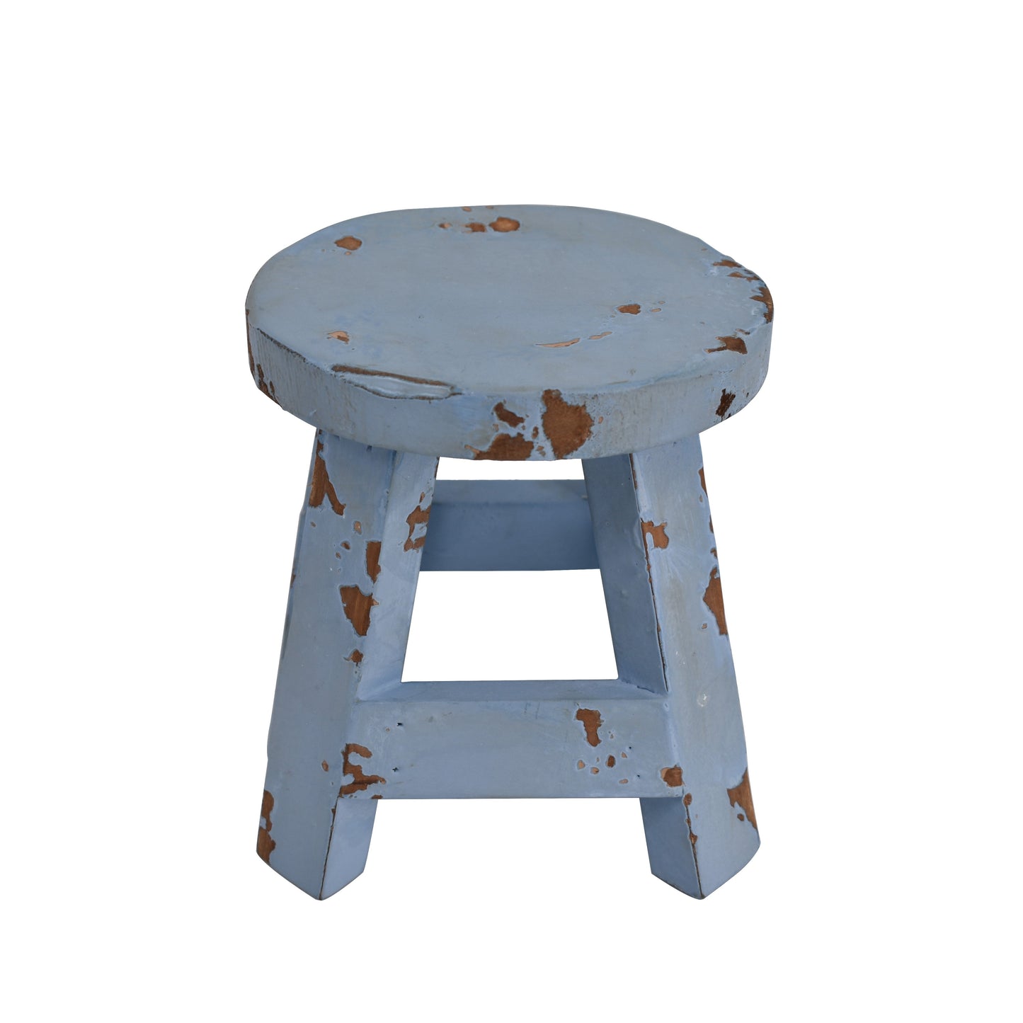 Round Wooden Stool, Blue