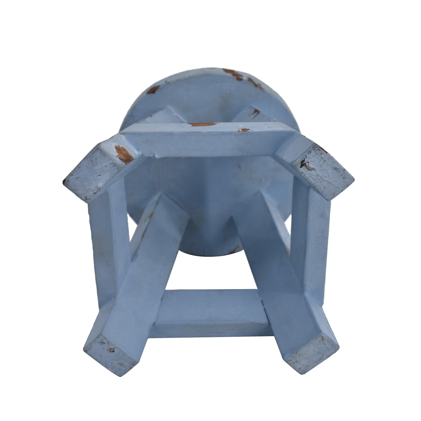 Round Wooden Stool, Blue