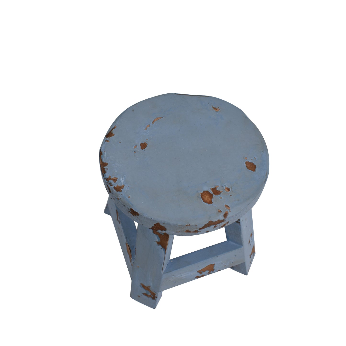 Round Wooden Stool, Blue