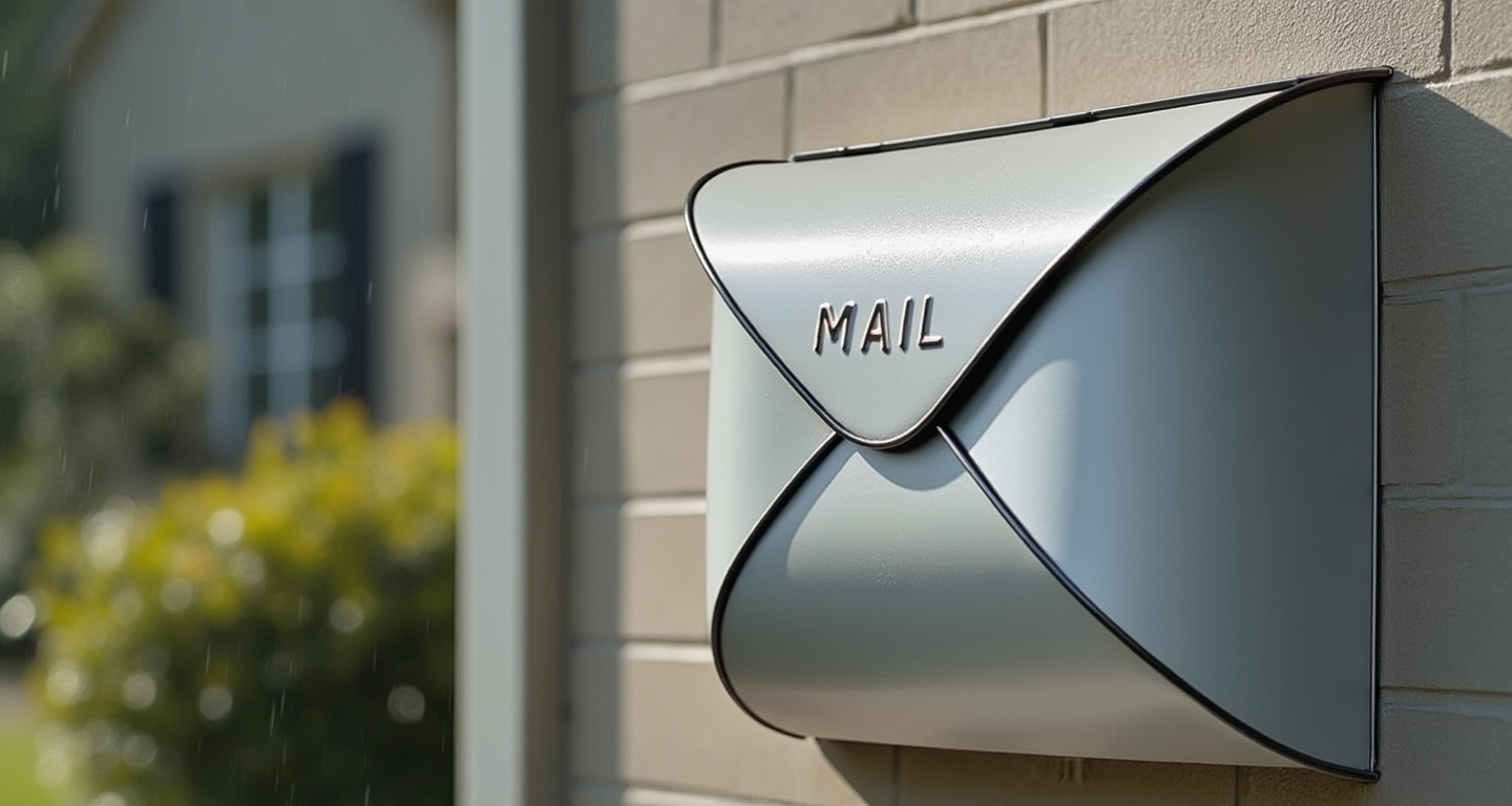 Envelope Mailbox, Off White With Black Tubing, Small