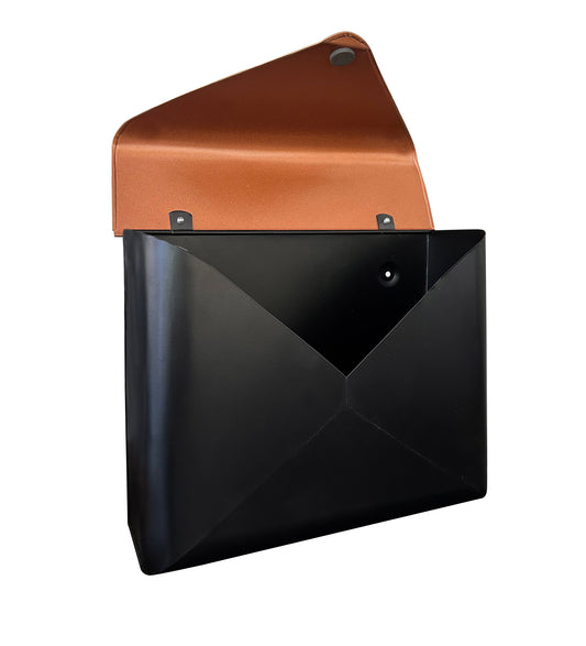 Sleek Envelope Mailbox, Black & Copper Lid