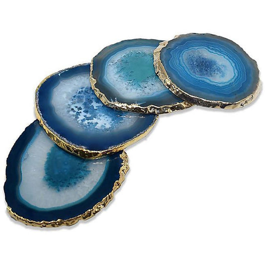 Aqua Blue Agate Coasters, 4.5X4.5 in, Resin