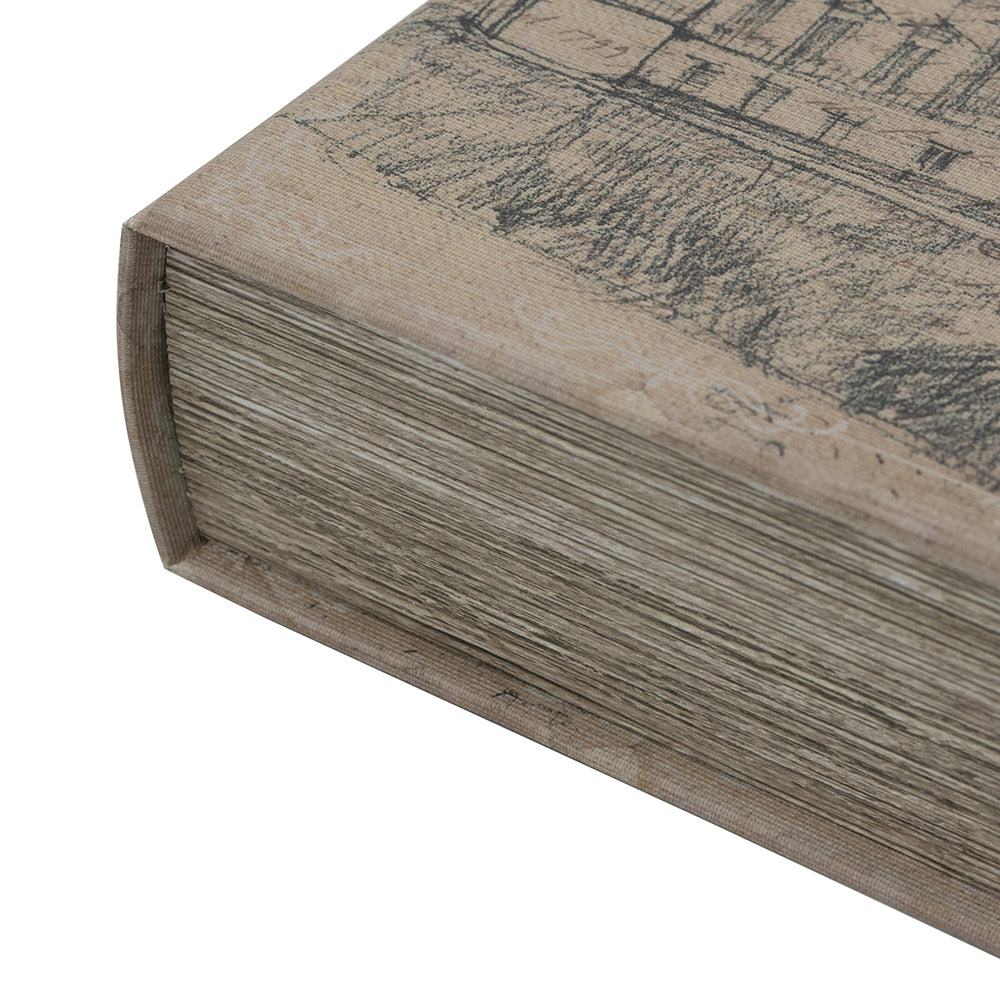 Set of 2 Decorative Book Boxes with Architectural Sketch Mo
