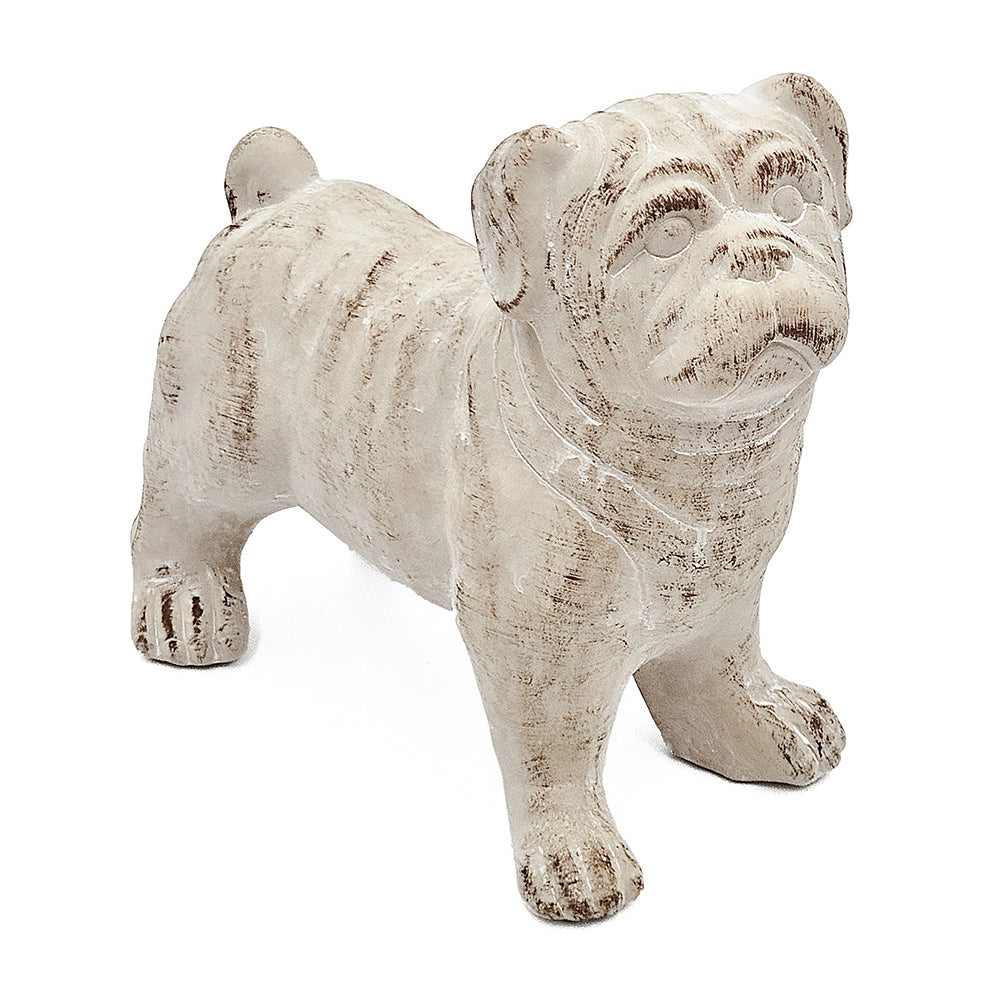 Standing Bulldog Figurine with Natural Beige Finish