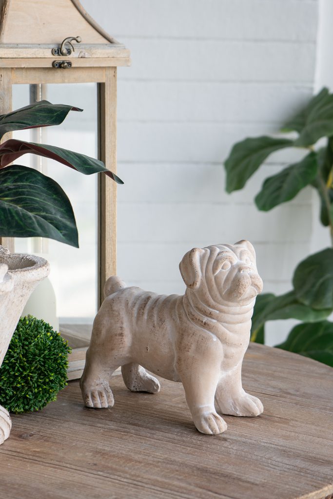 Standing Bulldog Figurine with Natural Beige Finish