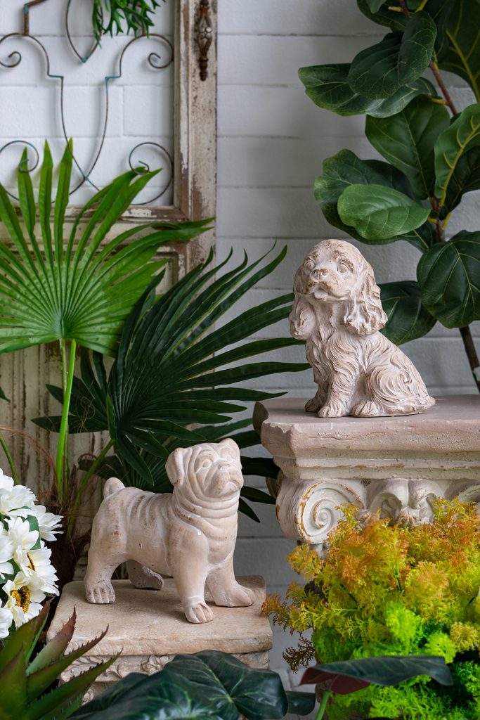 Standing Bulldog Figurine with Natural Beige Finish