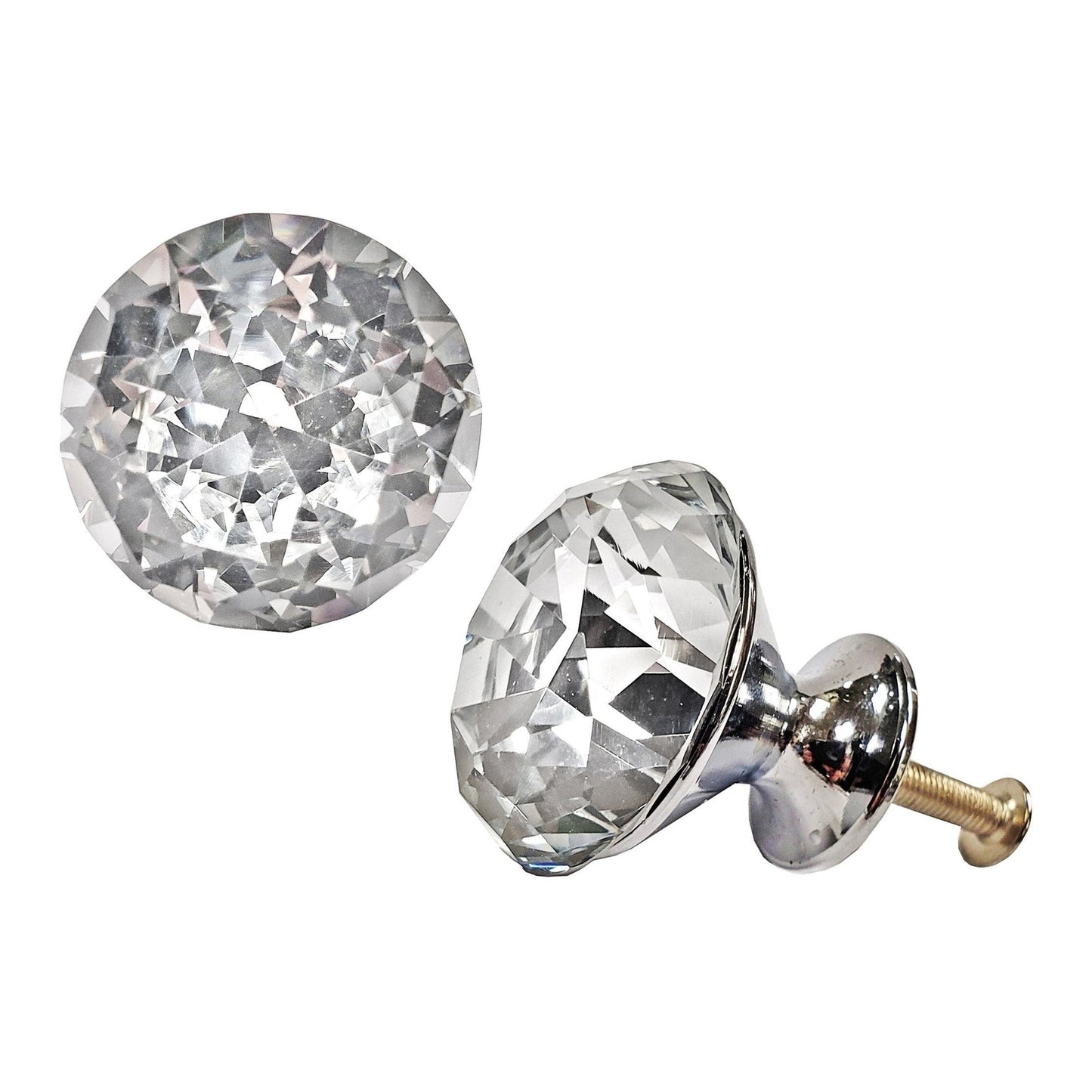 Princess Diamond Knob, White Gls,S