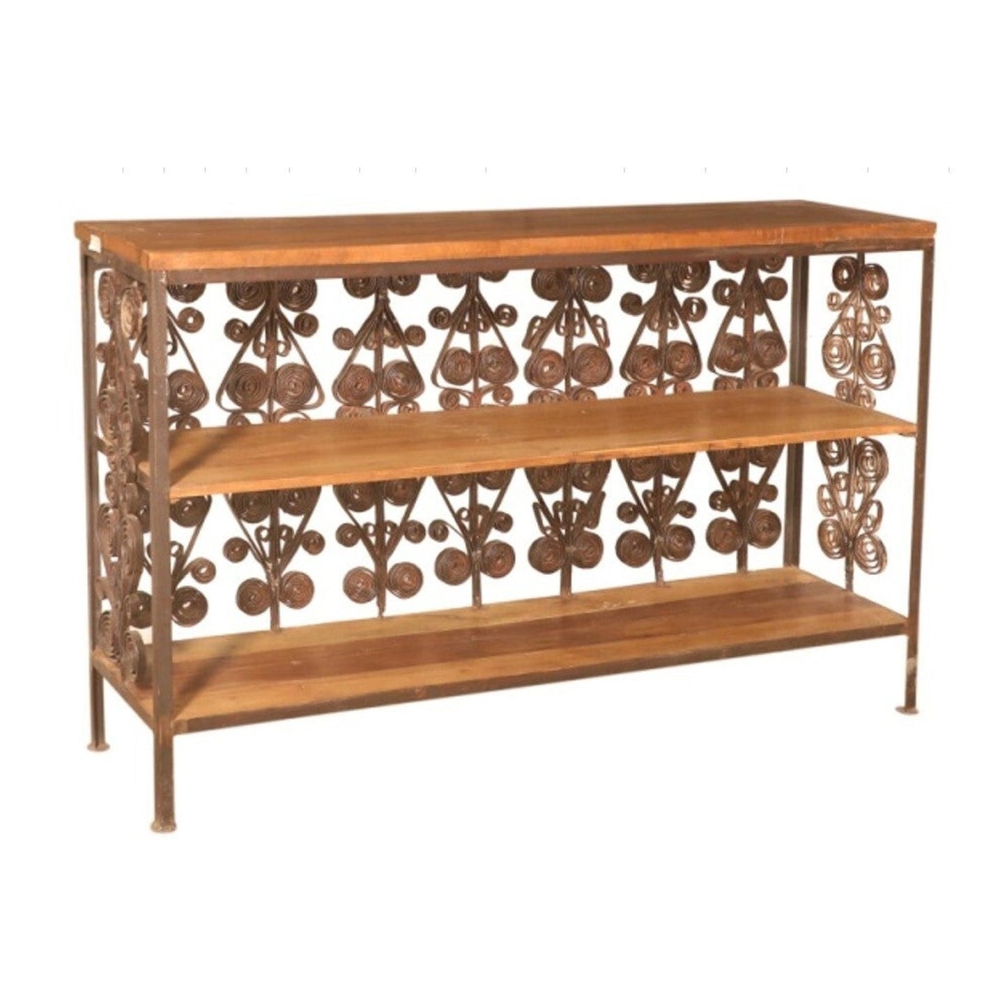 Art. Iron Console Table With Teak Wood Top (TC-NB-2416)