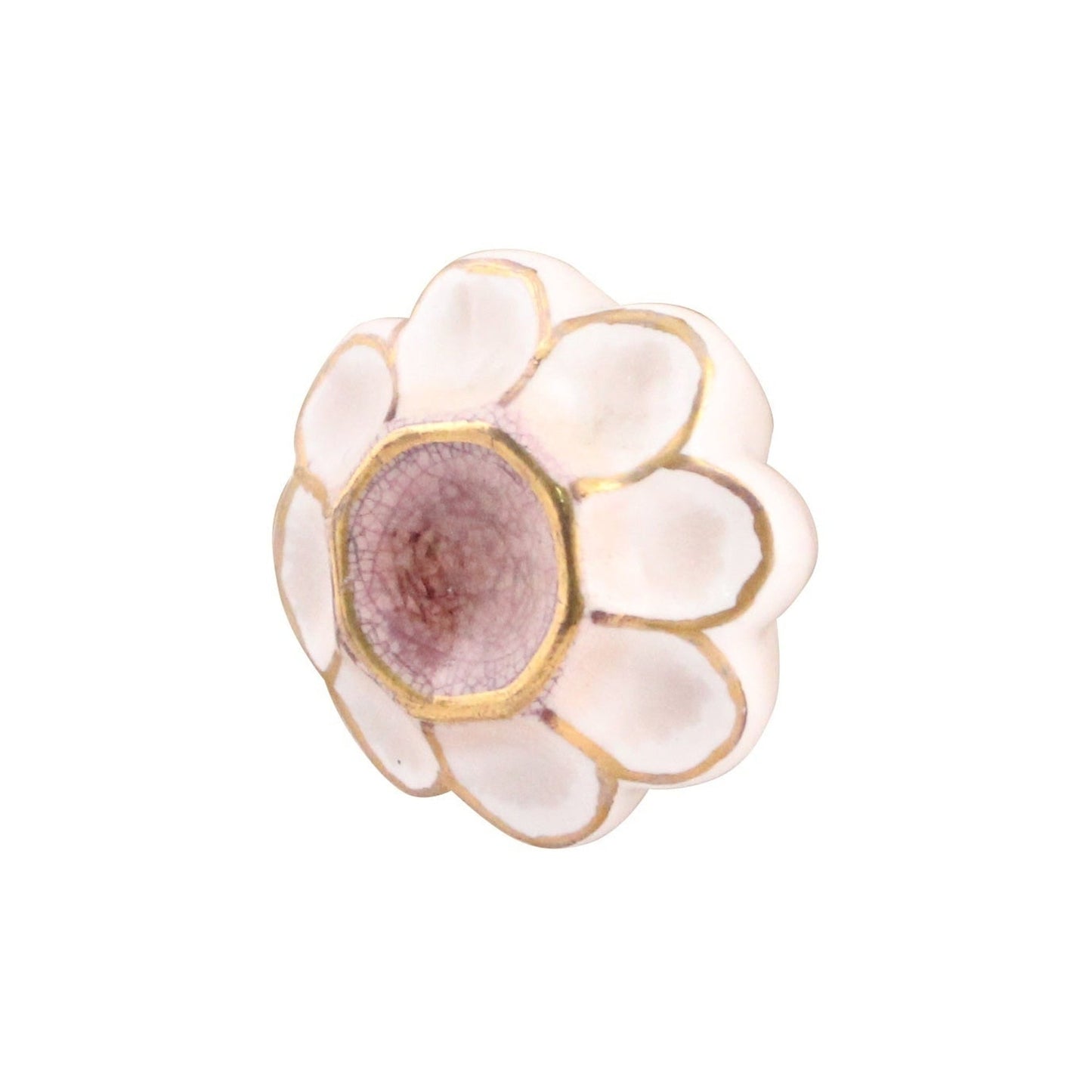CERAMIC KNOB, WHITE/GOLD