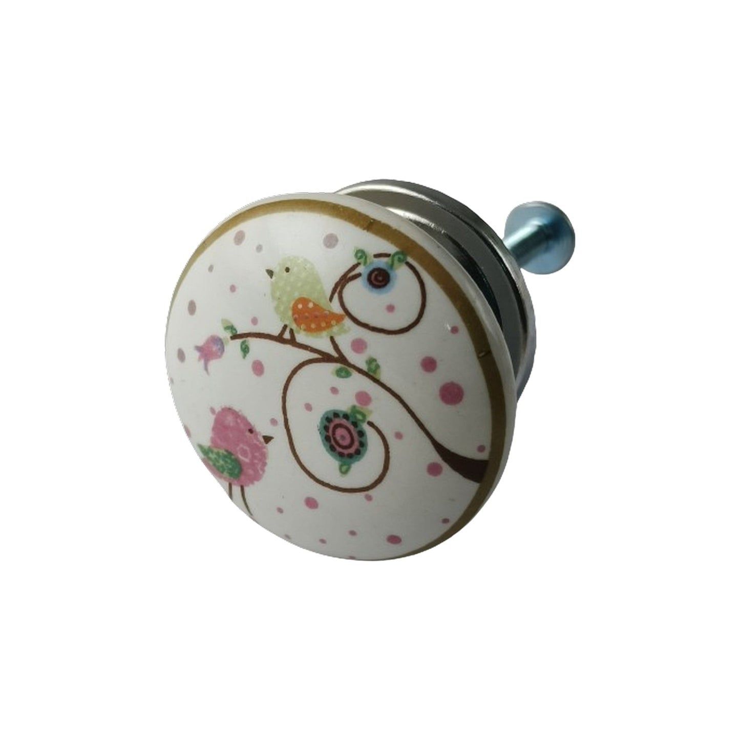 Ceramic Knob Bird, Multi, 1.6 in