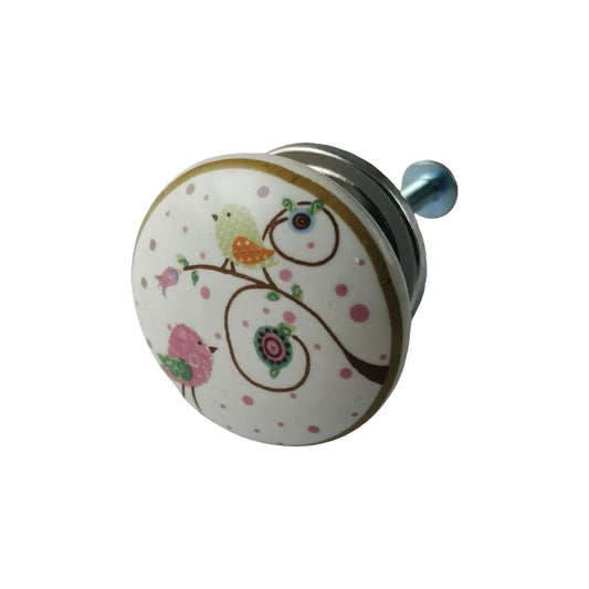 Ceramic Knob Bird, Multi, 1.6 in