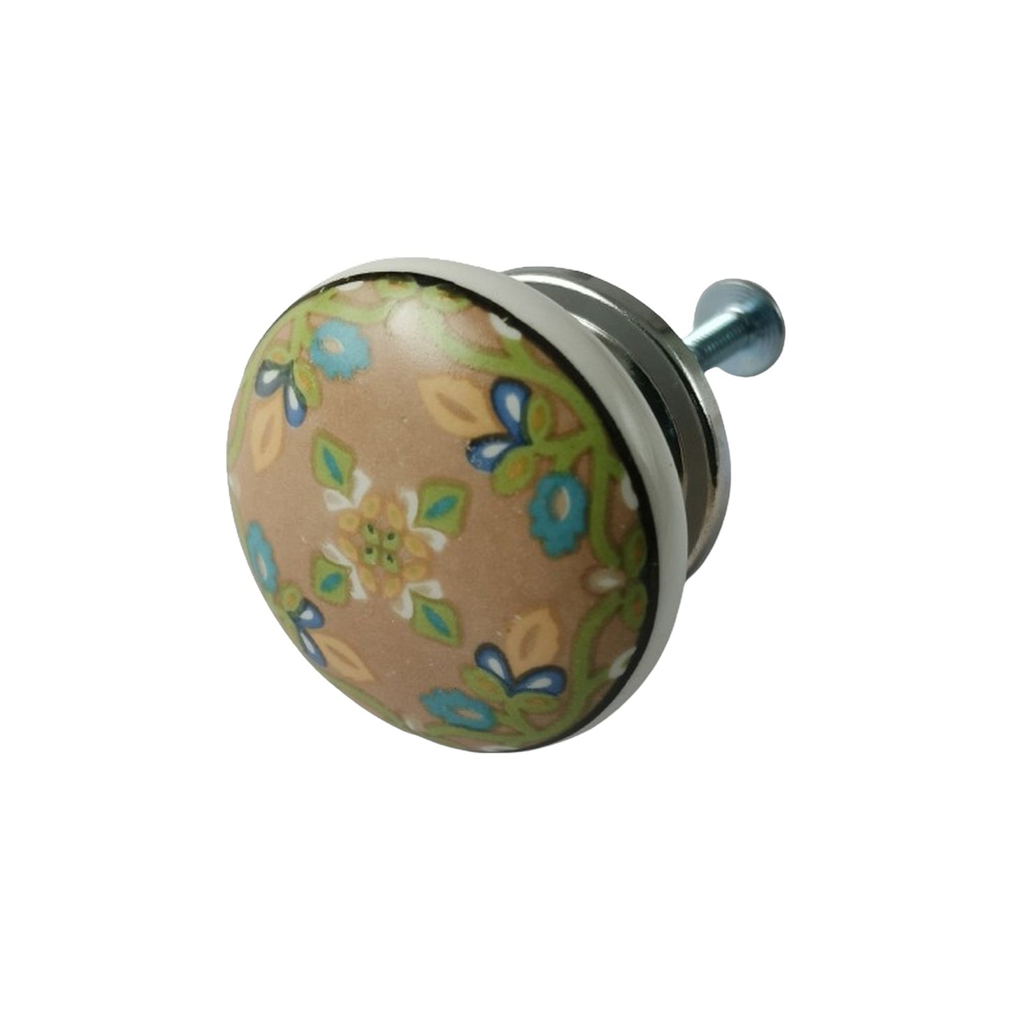 Ceramic Knob Flower, Multi, 1.6 in