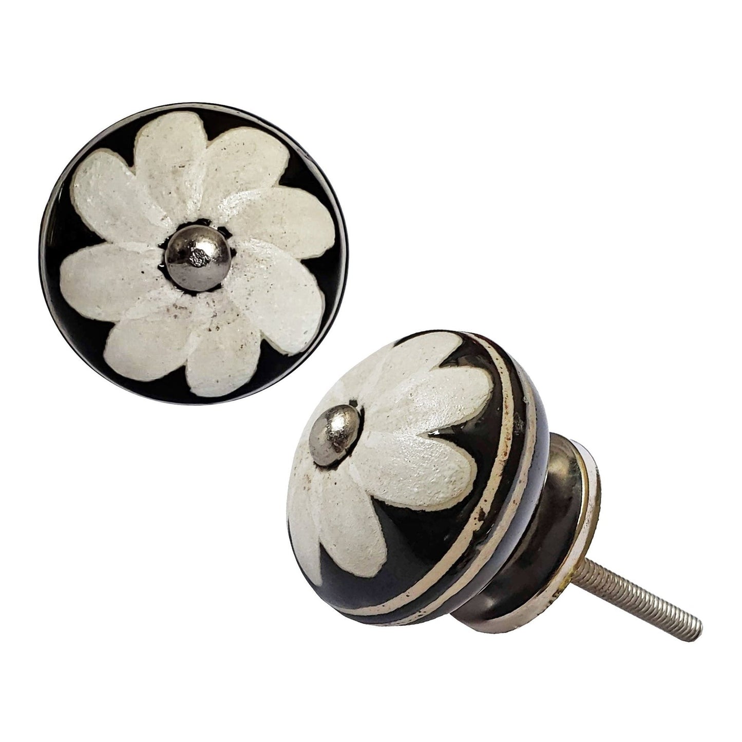Art Deco Ceramic Flower Knob, Last Chance