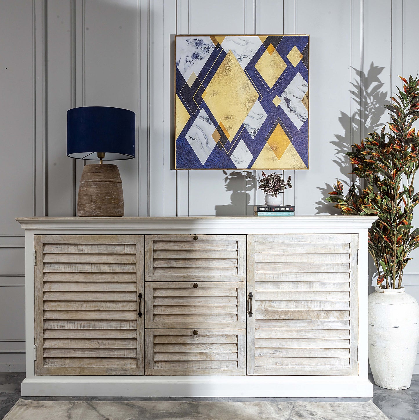 Mango Wooden Sideboard, Distressed White