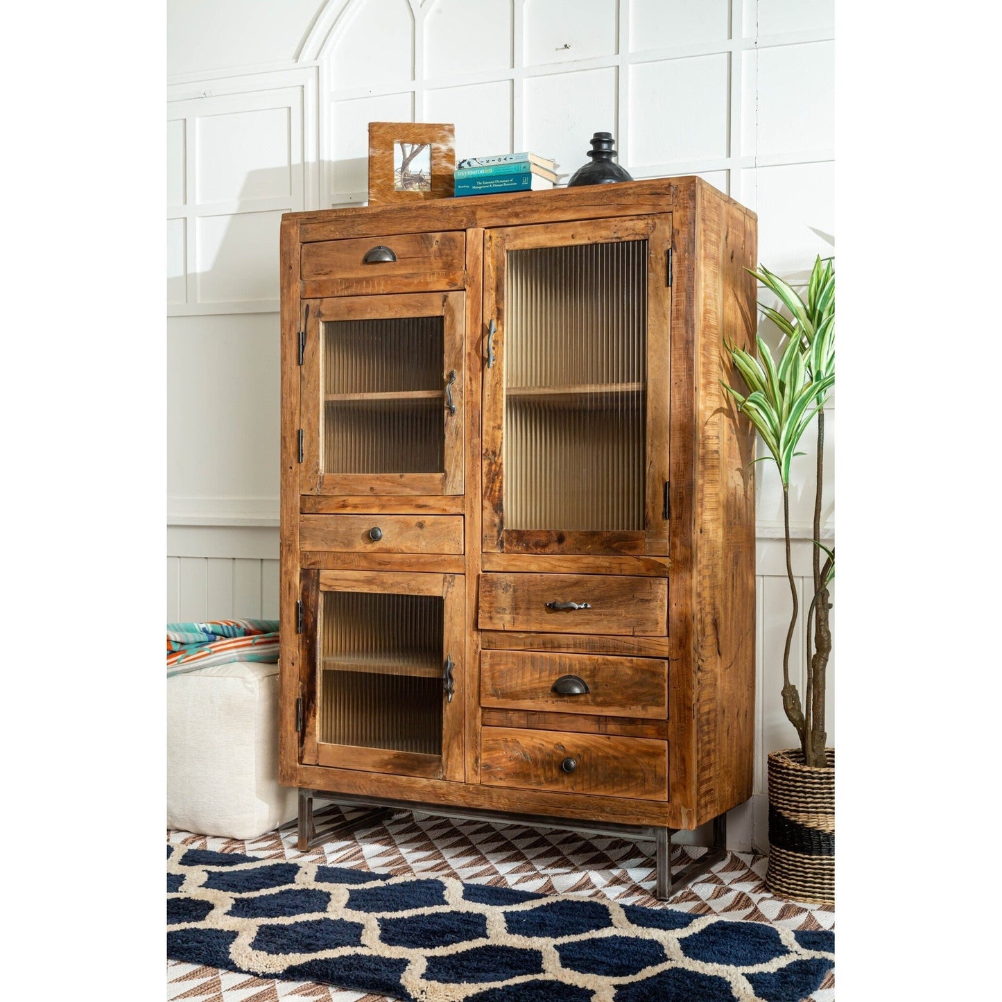 Reclaimed Wooden Cabinet With Glass Door