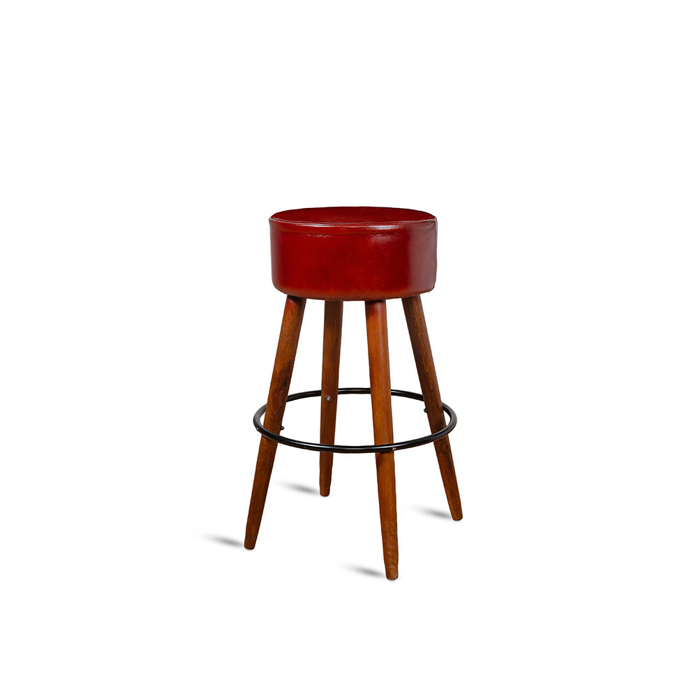 Wooden Havana Leather Bar Stool