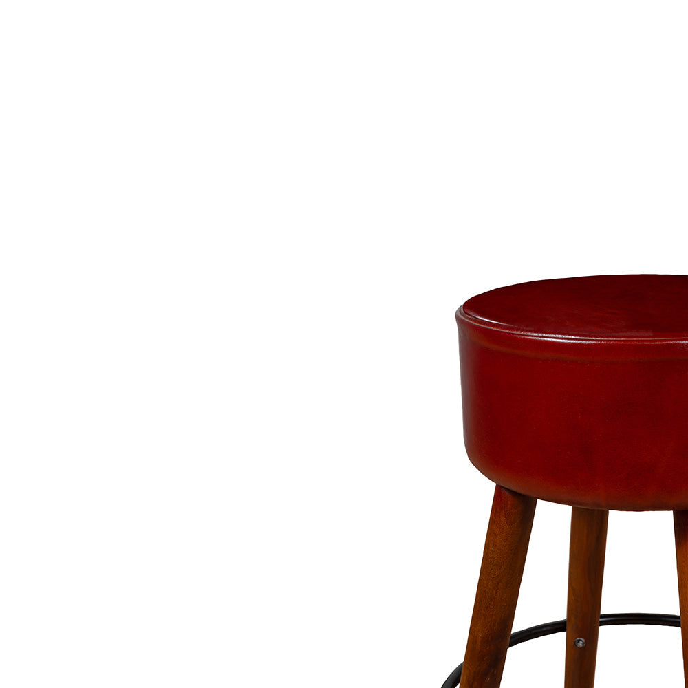 Wooden Havana Leather Bar Stool