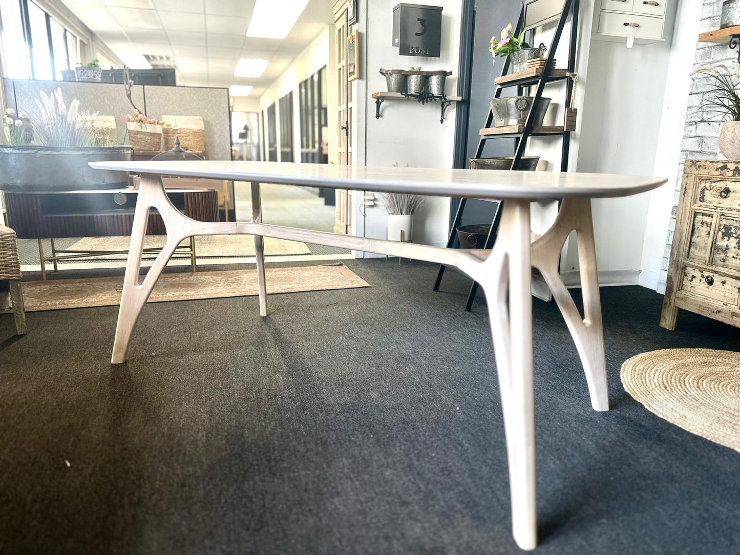 Breeze Cane Dining Table, White Oak