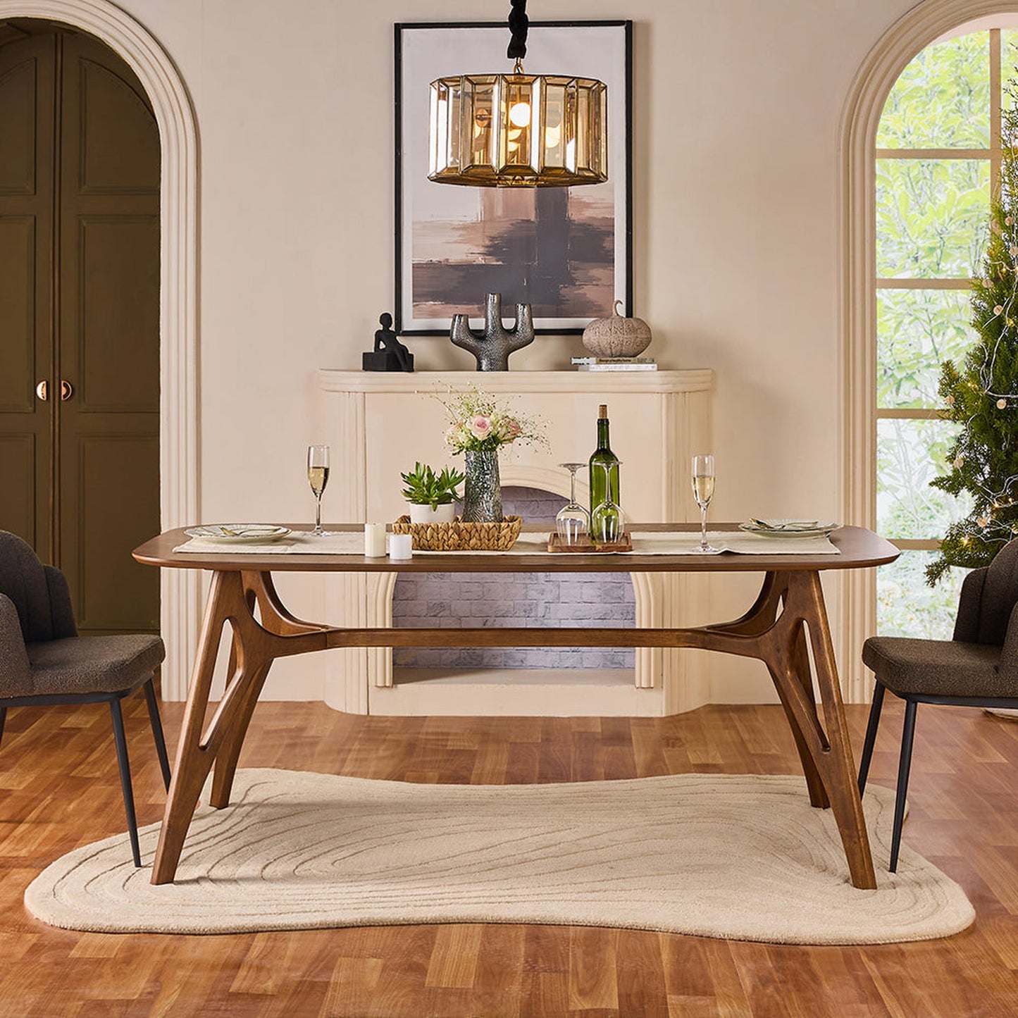 Olivia Judd Dining Table, Dark Walnut