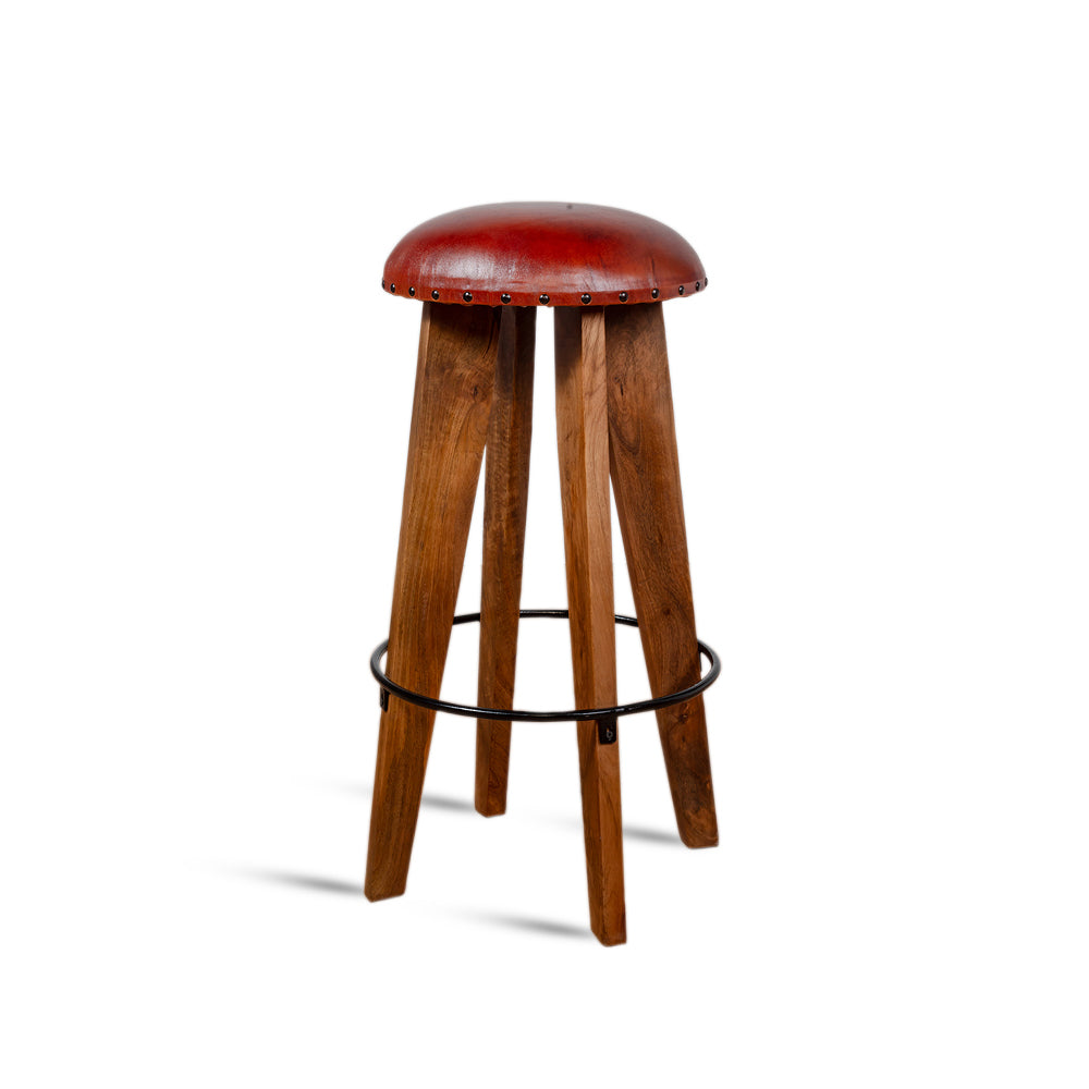 Wooden Figaro Leather Bar Stool