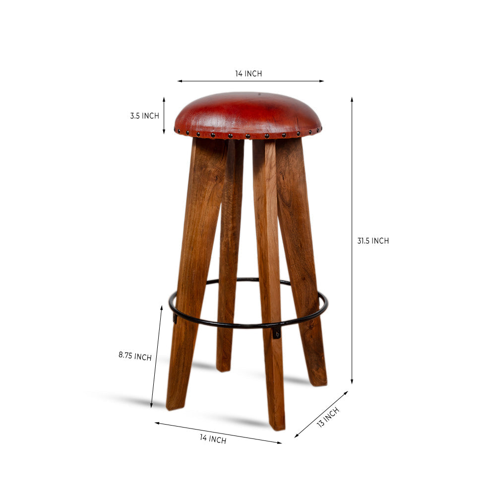 Wooden Figaro Leather Bar Stool