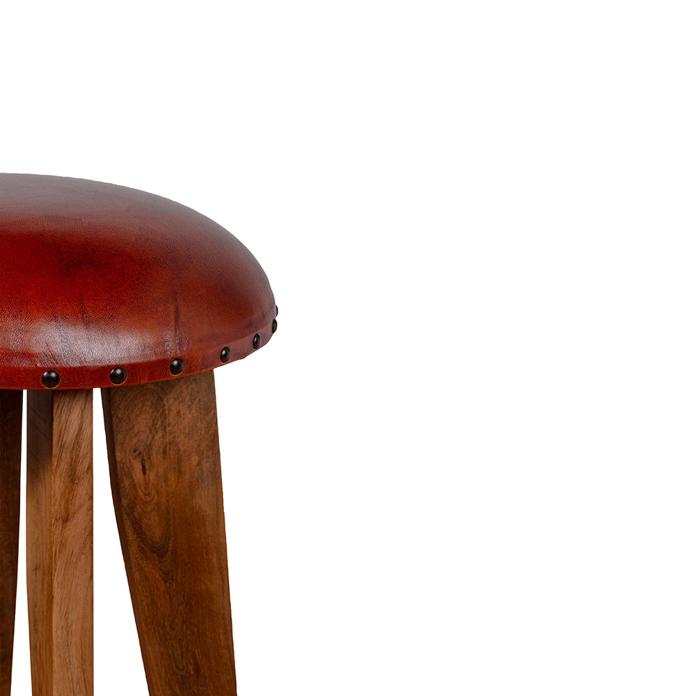 Wooden Figaro Leather Bar Stool