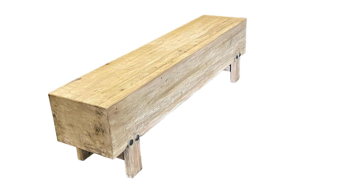 Recycled Old Pine Log Bench (BF-23005)
