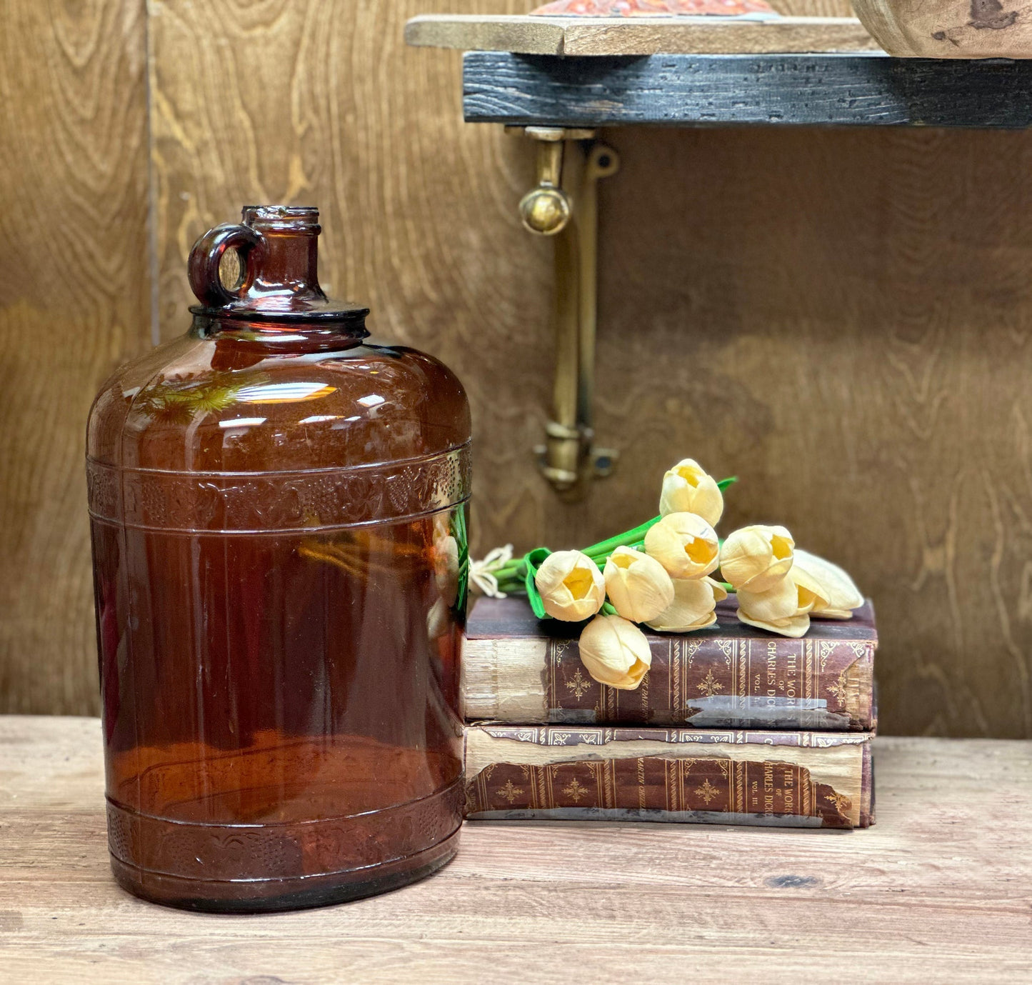 1950s Vintage Canadian Glass Bottle With Grape Pattern